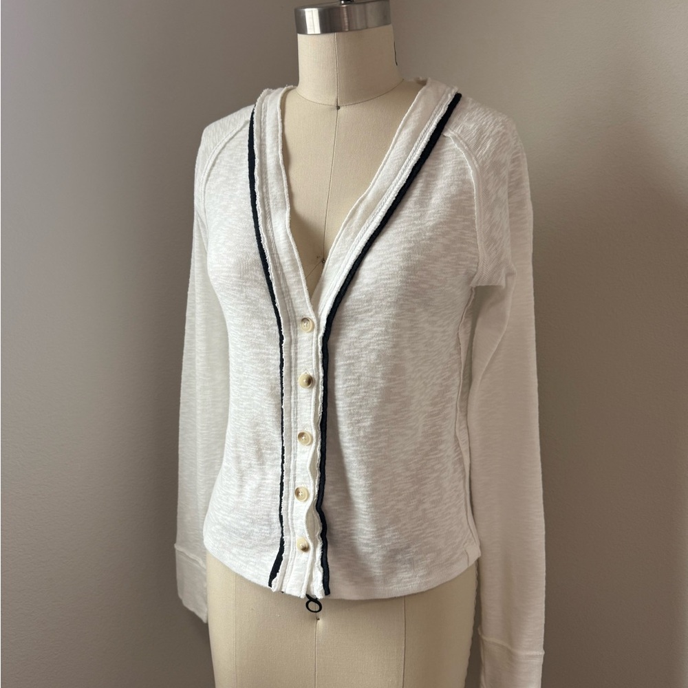 New with Tags - We The Free White and Black Piped Top Cardigan Medium